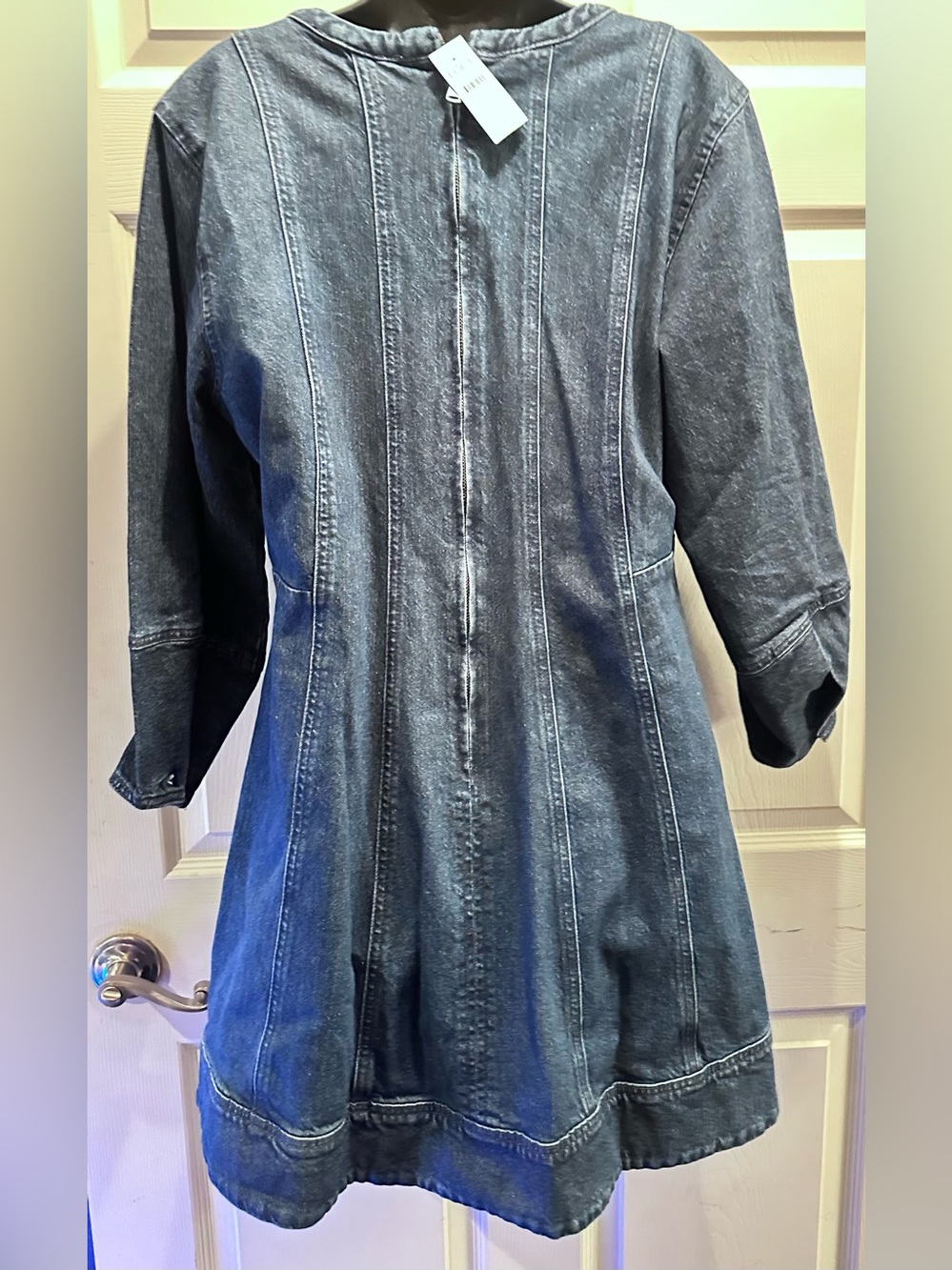 NWT Ann Taylor loft Denim A-Line Tunic v neck denim Dress size 14 - Picture 4 of 5